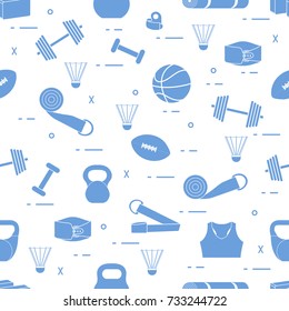 Pattern with sports equipment. Healthy lifestyle. Design for banner and print.