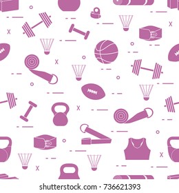 Pattern with sports equipment. Healthy lifestyle. Design for banner and print.