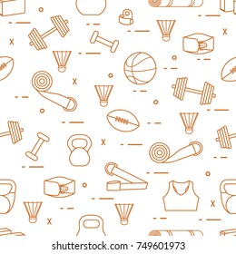 Pattern with sports equipment. Healthy lifestyle. Design for banner and print.