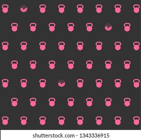 Pattern with sports motifs, dumbbells and donuts, vector.