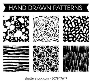 Pattern with spots and blobs of paint or ink. Abstract background. Vector hand drawn textures. Seamless abstract background.