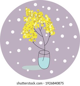 Patrón con brotes de mimosa. Fondo floral de primavera