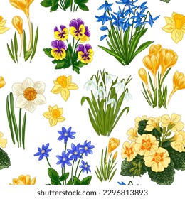 Pattern spring flowers color drawing vector. Summer flowers