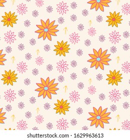 Pattern: spring flowers on a pink background. Vector illustration, modern template design for textile, poster, flyer, wrapping paper, wallpaper, etc.
