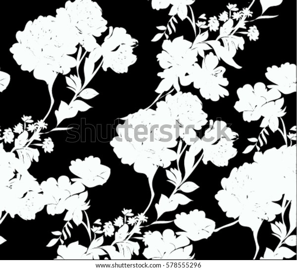 Pattern Spring Flowers Silhouette Stock Vector (Royalty Free) 578555296