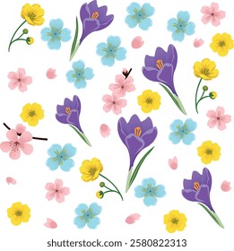 Pattern of spring flowers. Sprint motif.