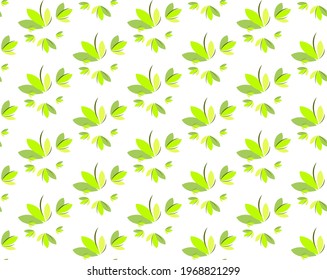 
Pattern of spring leaves on a white background for textile and print