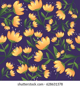 Pattern with spring yellow flowers with branch