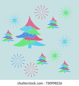 Pattern  of spruce Christmas. Hand drawn.