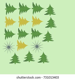 Pattern  of spruce Christmas. Hand drawn.