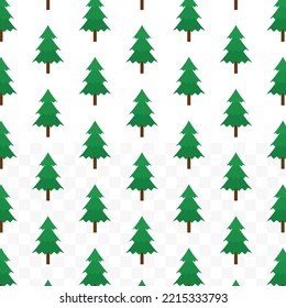 Pattern of spruce on Transparent background (PNG) with mini doodle (icons). Vector Illustration