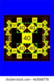 Pattern of squares arranged in proportion to the descending, on a black background.