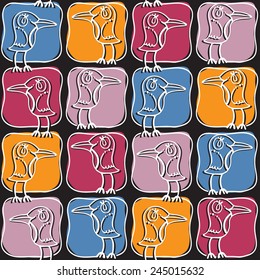 pattern with squares and birds. EPS10 vector file organized in layers for easy editing.