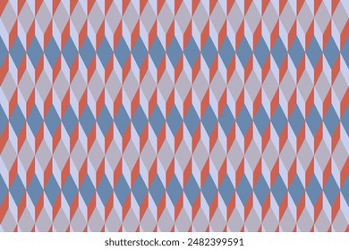 A pattern of squares in blue, red and white. The squares are arranged in a way that they look like diamonds for background, fabric, textile, fashion, wallpaper, wedding, sticker, decoration etc.