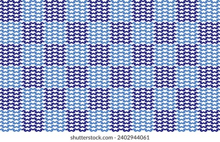 patrón con cruz cuadrada, textura zigzag azul trenzado patrón de repetición transparente como tablero de verificación, diseño de imagen repleto para impresión de tela
