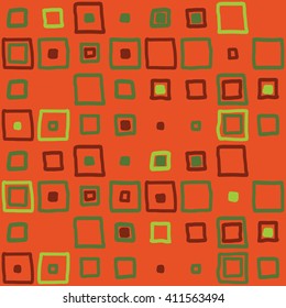 Pattern with squares. Geometric pattern with doodle squares.