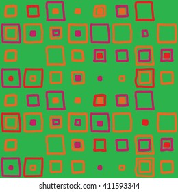 Pattern with squares. Geometric pattern with doodle squares.