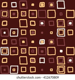 Pattern with squares. Geometric pattern with doodle squares.