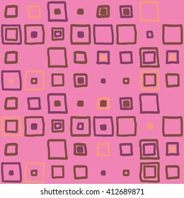 Pattern with squares. Geometric pattern with doodle squares.