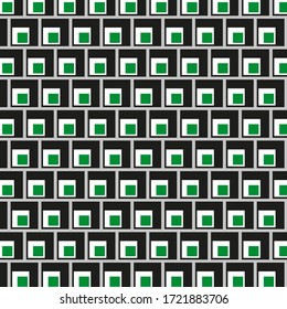 Pattern of squares in squares of gray green and white colors