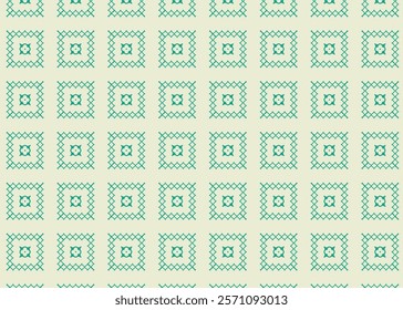 A pattern of squares in green and white. The squares are all different sizes