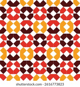 A pattern of squares in red, orange, and yellow. The squares are arranged in a way that creates a sense of movement and energy. The colors are bold and vibrant