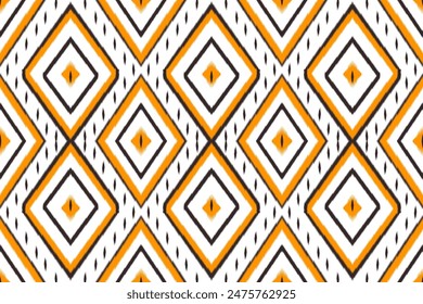 A pattern of squares and triangles in yellow and white. ikat fabric pattern  abstract and vintage graphics for fabric, textile, apparel. Vector designs for wrapping pepper.