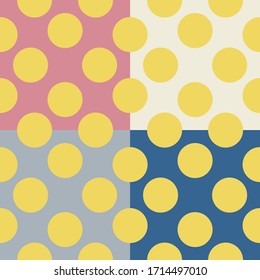 Pattern from squares and yellow circles. Art design.