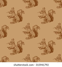 pattern with squirrel. vector seamless