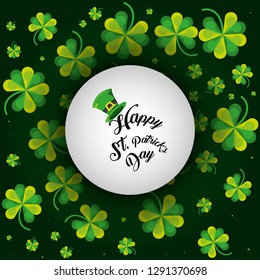 pattern of st patrick day with clovers and top hat
