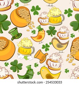 Pattern with St. Patrick's Day celebrations objects. 