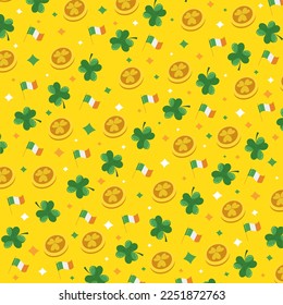 Pattern for St. Patrick's Day holiday on yellow background