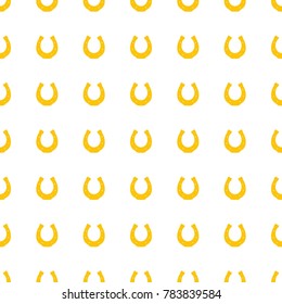 Pattern for St. Patrick's Day, white background, vector illustration flat, silhouettes, seamless, horseshoe gold, yellow