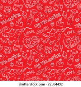 Pattern for st. Valentine's day. On red background.