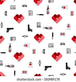 Pattern St. Valentines Day Symbols men Accessories Icons Set Flat Design Template Vector Illustration