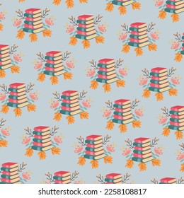 Pattern of stacked colored books with height and alternating
