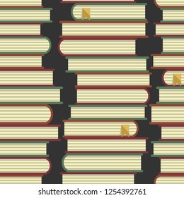Pattern from stacks of books. Education background.  Vector illustration.