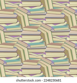 Patrón con pilas de libros.Patrón vectorial con pilas de libros coloridos.
