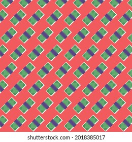 Pattern with stacks of money on a red background
