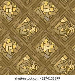 Pattern of stained glass. Vector. Seamless. Yellow color palette