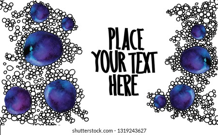 Pattern with stains of paint. Big drops, precious stones. Freehand drawing.