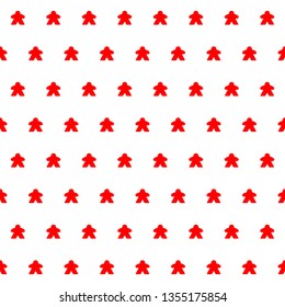 Pattern of standard wooden meeples for board games. Isolated game pieces. Boardgames symbol for community icons or geek print. Figures from table games.
