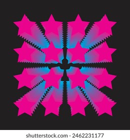 pattern star blend back perspective. color gradient. 3d perspective Star Pattern. Abstract pattern from the stars, curve, seamless vector background. falling star.