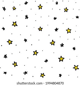 pattern of star doodle. Star hand drawn. Starry background. Vector seamless pattern with stars. Vector EPS 10.