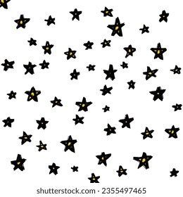 patrón de garabato de estrellas. La mano de la estrella dibujada. Fondo estrellado. Patrón vectorial sin fisuras con estrellas. EPS vectorial 10.