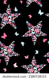 pattern star flower spring girl texture