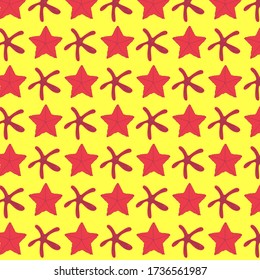 Pattern of starfish. Marine background for textiles and packaging.