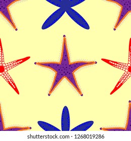 Pattern of starfish on the sand