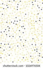 Pattern with stars. Black and gold on a white background color. A simple backdrop for screensavers, banners, wallpapers for your phone. Vector illustration. Rectangular, vertical