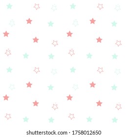 Pattern stars blue and pink. Can be used for kid's clothing. Use for print, surface design, fashion wear. Adorable  character for design of album, scrapbook, card and invitation